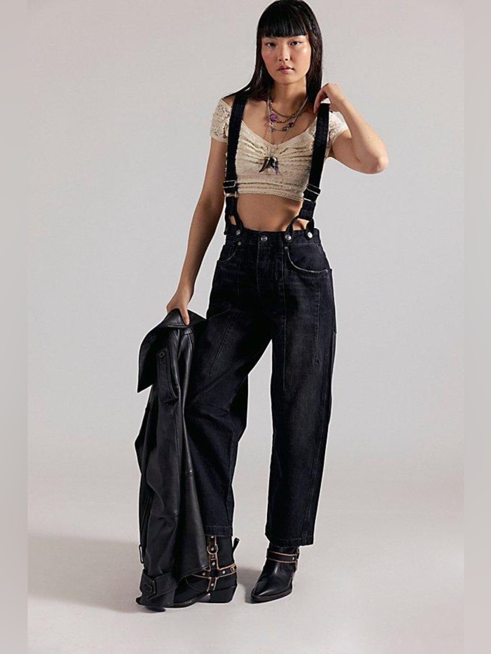 Free People Berkley Suspender Jeans
